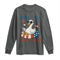 Funny Goose 4th of July Long Sleeve Shirt Chill the Fourth Out Patriotic Humor with Summer Vibes