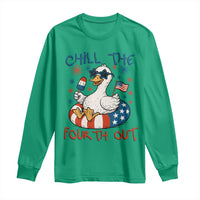 Funny Goose 4th of July Long Sleeve Shirt Chill the Fourth Out Patriotic Humor with Summer Vibes