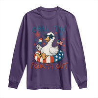 Funny Goose 4th of July Long Sleeve Shirt Chill the Fourth Out Patriotic Humor with Summer Vibes