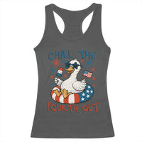 Funny Goose 4th of July Racerback Tank Top Chill the Fourth Out Patriotic Humor with Summer Vibes