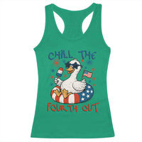 Funny Goose 4th of July Racerback Tank Top Chill the Fourth Out Patriotic Humor with Summer Vibes