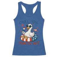 Funny Goose 4th of July Racerback Tank Top Chill the Fourth Out Patriotic Humor with Summer Vibes