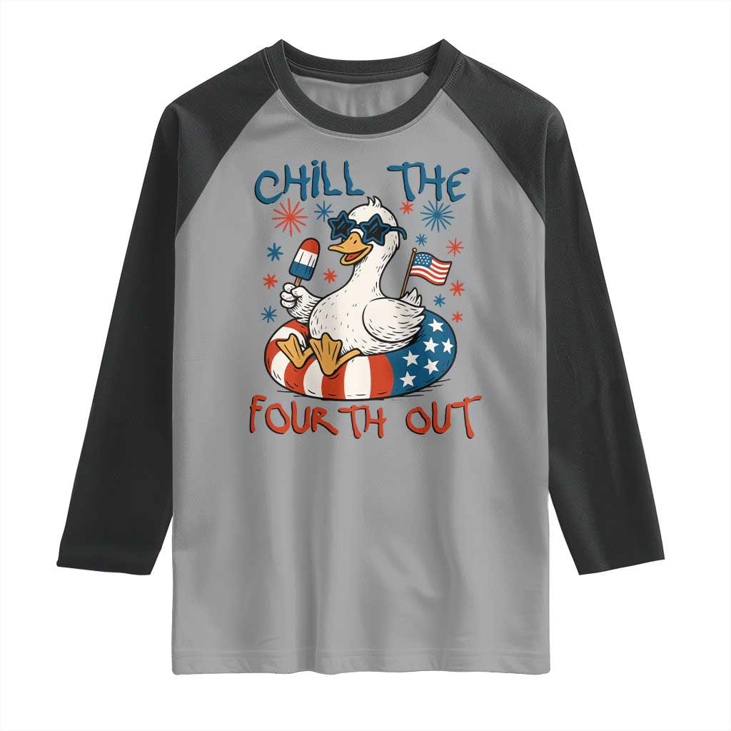Funny Goose 4th of July Raglan Shirt Chill the Fourth Out Patriotic Humor with Summer Vibes