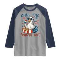 Funny Goose 4th of July Raglan Shirt Chill the Fourth Out Patriotic Humor with Summer Vibes