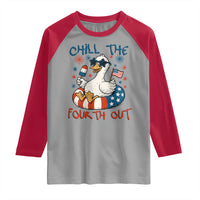Funny Goose 4th of July Raglan Shirt Chill the Fourth Out Patriotic Humor with Summer Vibes