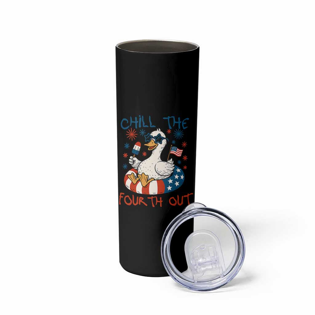 Funny Goose 4th of July Skinny Tumbler Chill the Fourth Out Patriotic Humor with Summer Vibes
