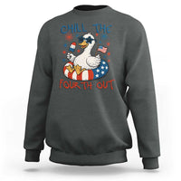 Funny Goose 4th of July Sweatshirt Chill the Fourth Out Patriotic Humor with Summer Vibes
