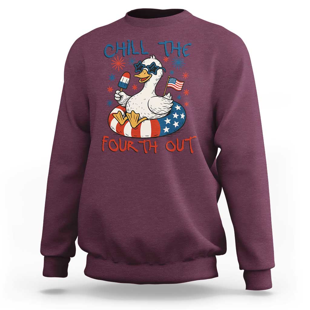 Funny Goose 4th of July Sweatshirt Chill the Fourth Out Patriotic Humor with Summer Vibes