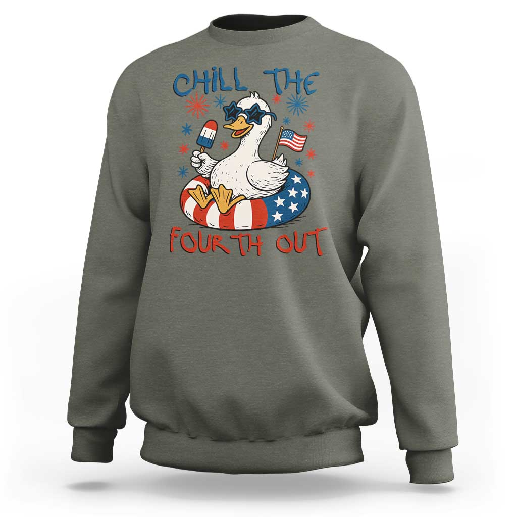Funny Goose 4th of July Sweatshirt Chill the Fourth Out Patriotic Humor with Summer Vibes