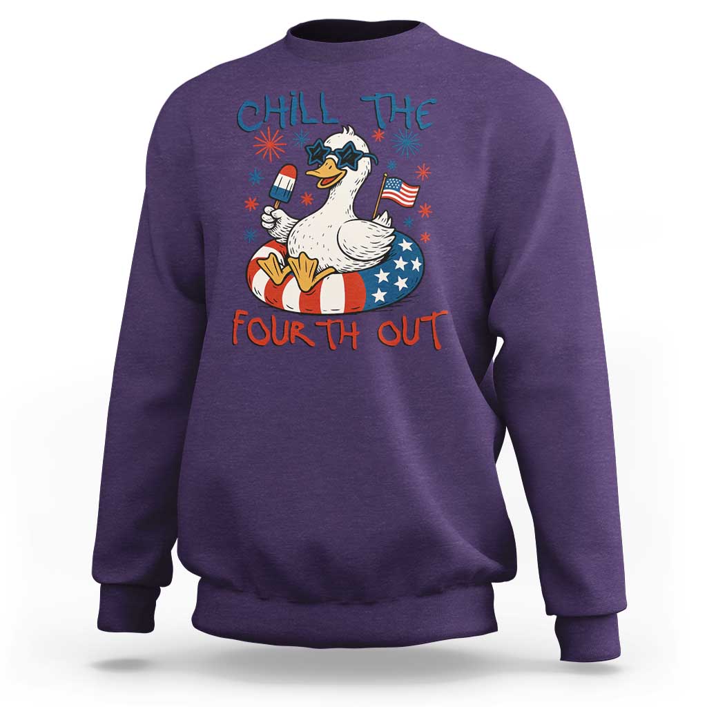 Funny Goose 4th of July Sweatshirt Chill the Fourth Out Patriotic Humor with Summer Vibes