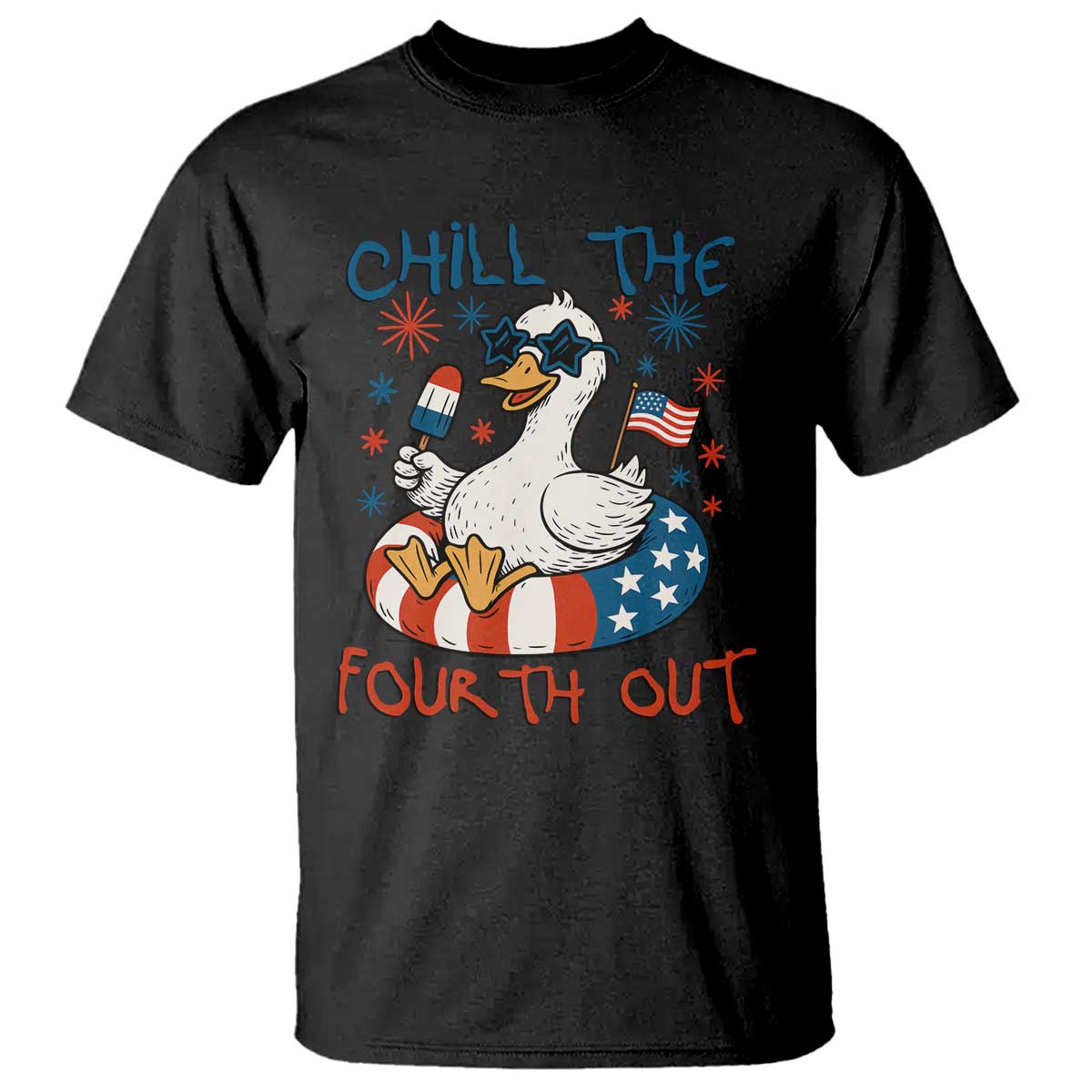 Funny Goose 4th of July T Shirt Chill the Fourth Out Patriotic Humor with Summer Vibes