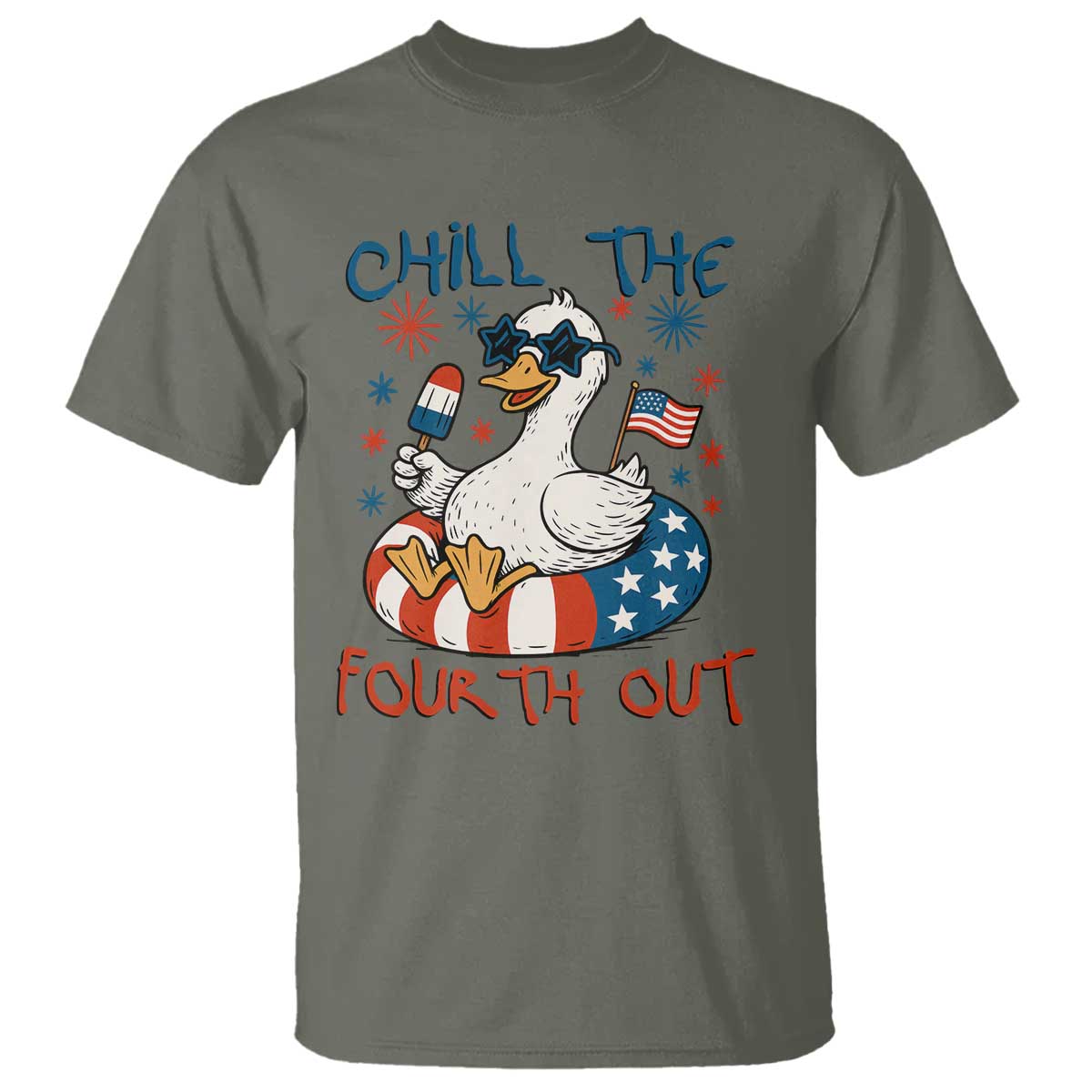 Funny Goose 4th of July T Shirt Chill the Fourth Out Patriotic Humor with Summer Vibes