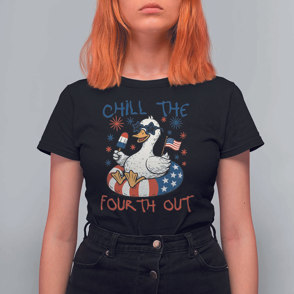 Funny Goose 4th of July T Shirt For Women Chill the Fourth Out Patriotic Humor with Summer Vibes