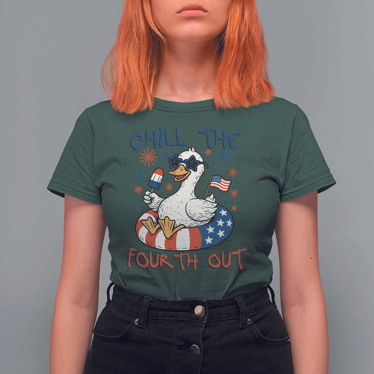Funny Goose 4th of July T Shirt For Women Chill the Fourth Out Patriotic Humor with Summer Vibes