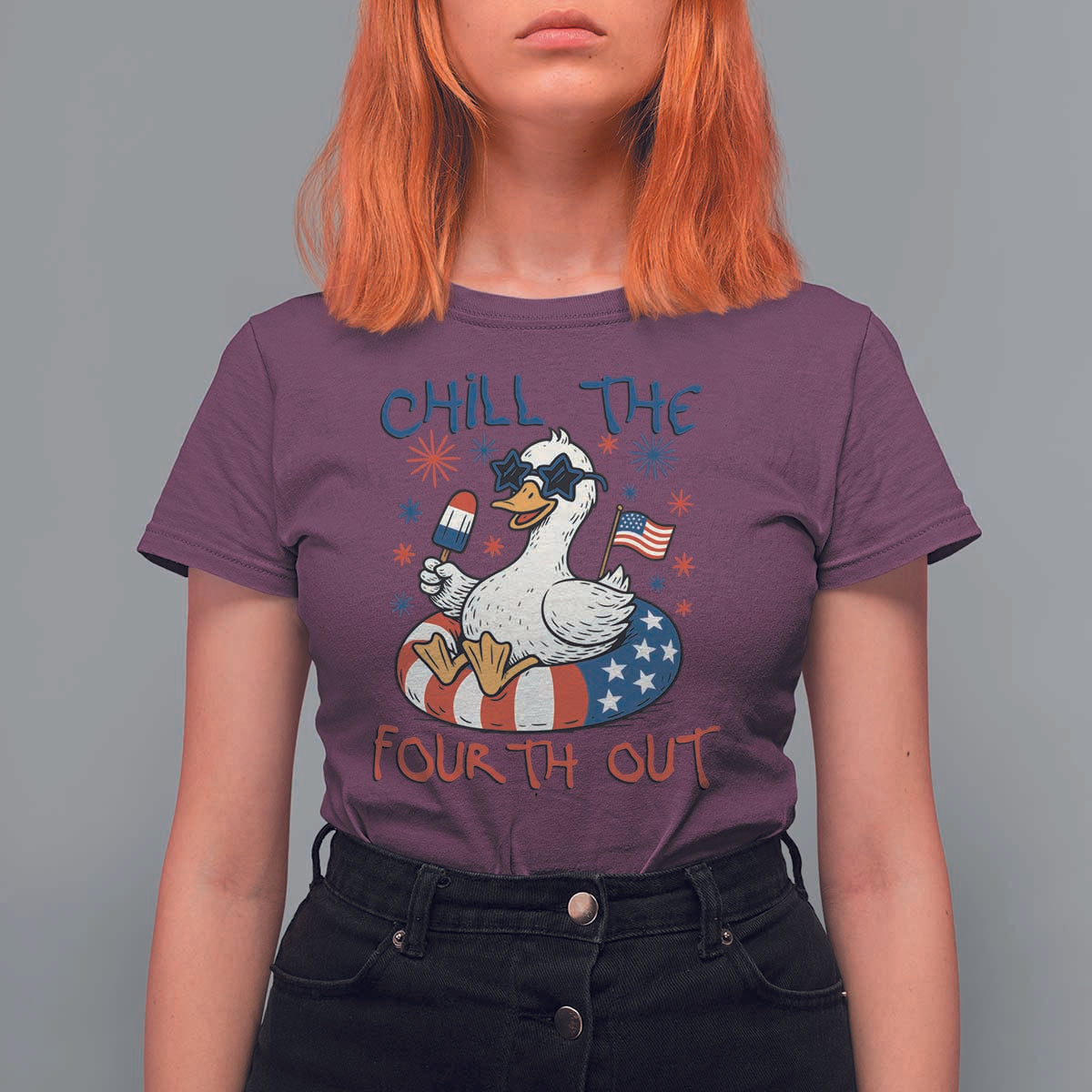 Funny Goose 4th of July T Shirt For Women Chill the Fourth Out Patriotic Humor with Summer Vibes