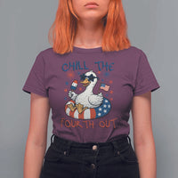 Funny Goose 4th of July T Shirt For Women Chill the Fourth Out Patriotic Humor with Summer Vibes