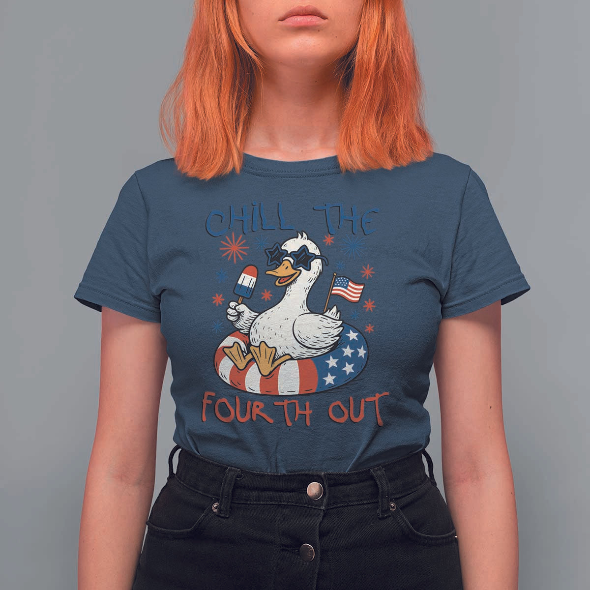 Funny Goose 4th of July T Shirt For Women Chill the Fourth Out Patriotic Humor with Summer Vibes