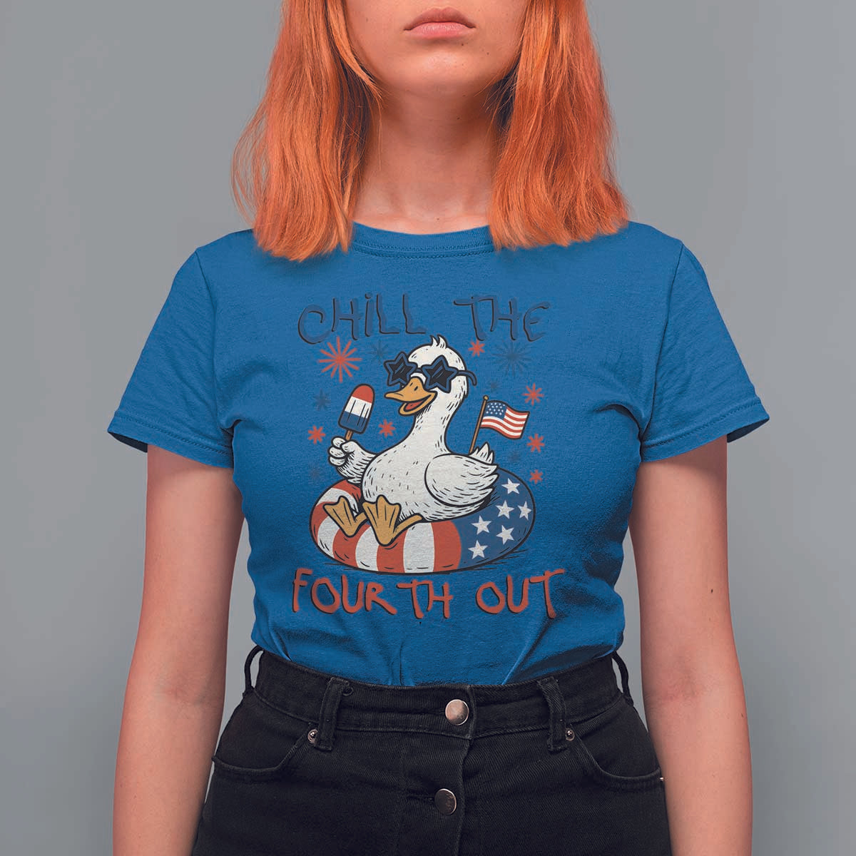 Funny Goose 4th of July T Shirt For Women Chill the Fourth Out Patriotic Humor with Summer Vibes