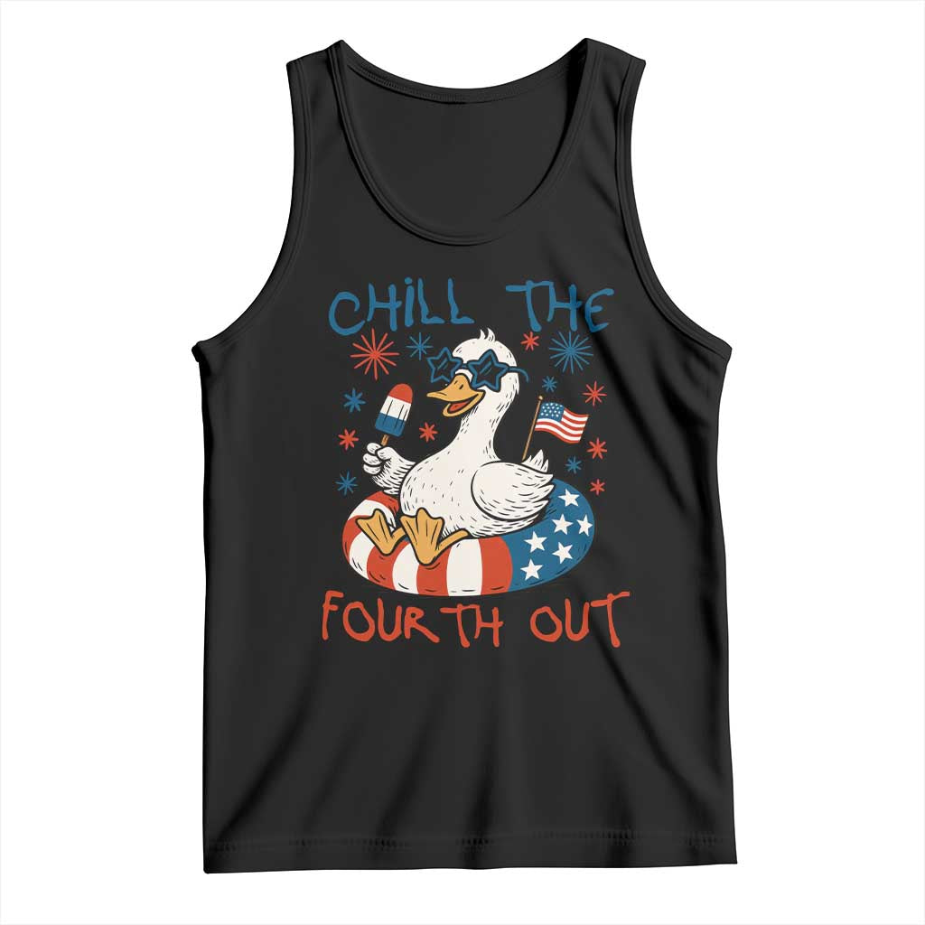 Funny Goose 4th of July Tank Top Chill the Fourth Out Patriotic Humor with Summer Vibes