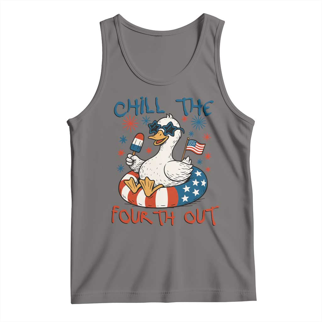 Funny Goose 4th of July Tank Top Chill the Fourth Out Patriotic Humor with Summer Vibes