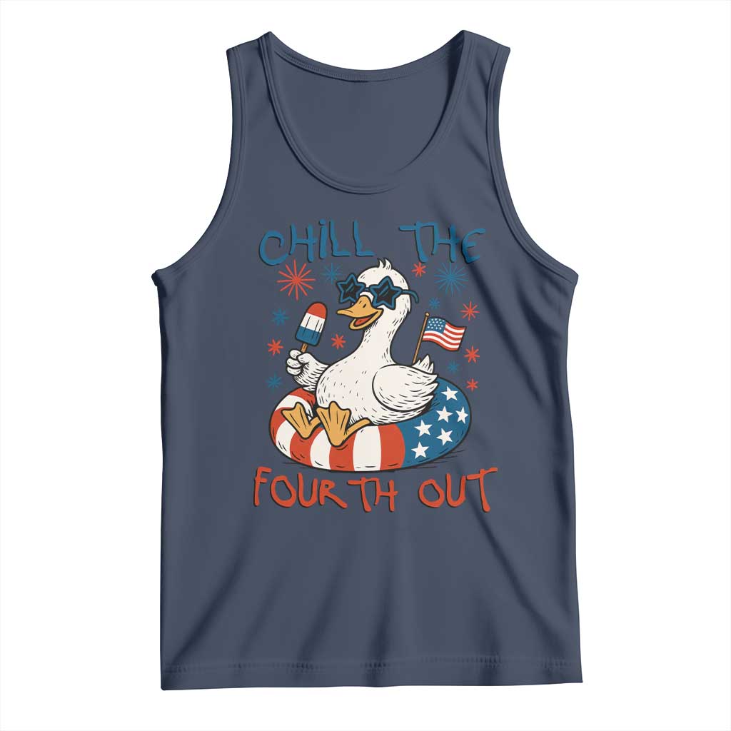 Funny Goose 4th of July Tank Top Chill the Fourth Out Patriotic Humor with Summer Vibes