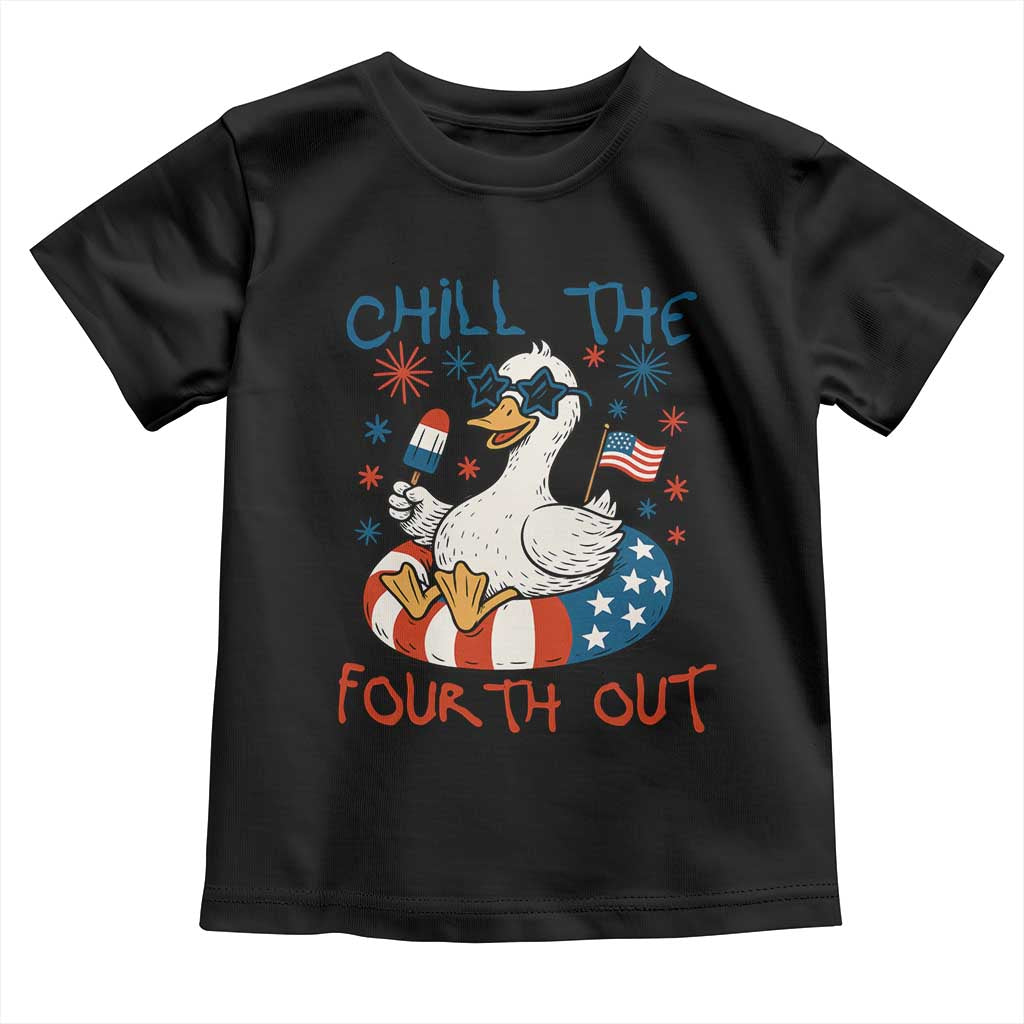 Funny Goose 4th of July Toddler T Shirt Chill the Fourth Out Patriotic Humor with Summer Vibes