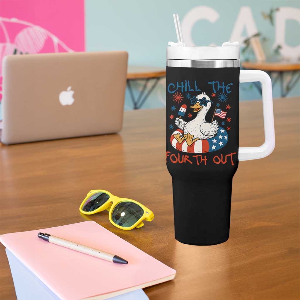 Funny Goose 4th of July Tumbler With Handle Chill the Fourth Out Patriotic Humor with Summer Vibes