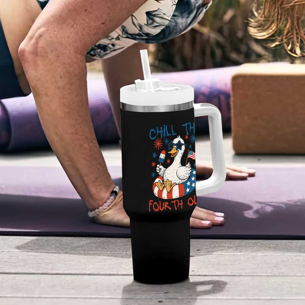 Funny Goose 4th of July Tumbler With Handle Chill the Fourth Out Patriotic Humor with Summer Vibes