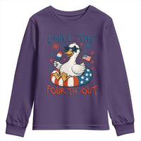 Funny Goose 4th of July Youth Sweatshirt Chill the Fourth Out Patriotic Humor with Summer Vibes