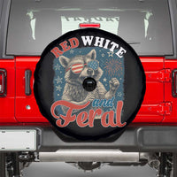 Red White and Feral Raccoon Spare Tire Cover Funny Patriotic Fireworks Wild 4th of July Vibes - Wonder Print Shop