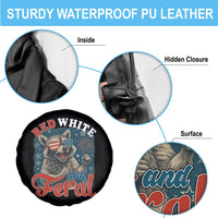 Red White and Feral Raccoon Spare Tire Cover Funny Patriotic Fireworks Wild 4th of July Vibes - Wonder Print Shop