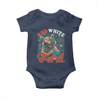 Red White and Feral Raccoon Baby Onesie Funny Patriotic Fireworks Wild 4th of July Vibes - Wonder Print Shop
