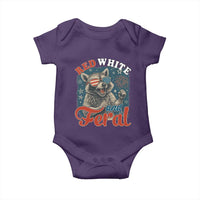 Red White and Feral Raccoon Baby Onesie Funny Patriotic Fireworks Wild 4th of July Vibes - Wonder Print Shop