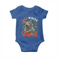 Red White and Feral Raccoon Baby Onesie Funny Patriotic Fireworks Wild 4th of July Vibes - Wonder Print Shop