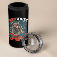 Red White and Feral Raccoon 4 in 1 Can Cooler Tumbler Funny Patriotic Fireworks Wild 4th of July Vibes - Wonder Print Shop