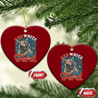 Red White and Feral Raccoon Ceramic Ornament Funny Patriotic Fireworks Wild 4th of July Vibes - Wonder Print Shop