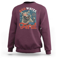 Red White and Feral Raccoon Sweatshirt Funny Patriotic Fireworks Wild 4th of July Vibes - Wonder Print Shop