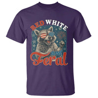 Red White and Feral Raccoon T Shirt Funny Patriotic Fireworks Wild 4th of July Vibes - Wonder Print Shop