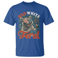 Red White and Feral Raccoon T Shirt Funny Patriotic Fireworks Wild 4th of July Vibes - Wonder Print Shop