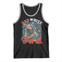 Red White and Feral Raccoon Tank Top Funny Patriotic Fireworks Wild 4th of July Vibes - Wonder Print Shop