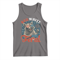 Red White and Feral Raccoon Tank Top Funny Patriotic Fireworks Wild 4th of July Vibes - Wonder Print Shop