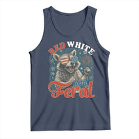 Red White and Feral Raccoon Tank Top Funny Patriotic Fireworks Wild 4th of July Vibes - Wonder Print Shop
