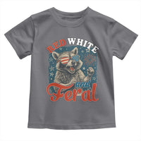 Red White and Feral Raccoon Toddler T Shirt Funny Patriotic Fireworks Wild 4th of July Vibes - Wonder Print Shop