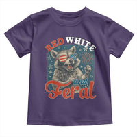 Red White and Feral Raccoon Toddler T Shirt Funny Patriotic Fireworks Wild 4th of July Vibes - Wonder Print Shop