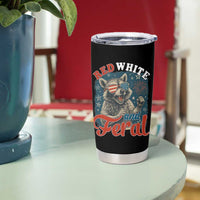 Red White and Feral Raccoon Tumbler Cup Funny Patriotic Fireworks Wild 4th of July Vibes - Wonder Print Shop