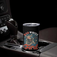 Red White and Feral Raccoon Tumbler Cup Funny Patriotic Fireworks Wild 4th of July Vibes - Wonder Print Shop
