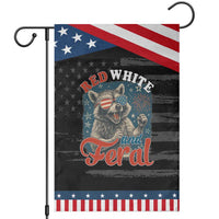 Red White and Feral Raccoon Garden Flag Funny Patriotic Fireworks Wild 4th of July Vibes