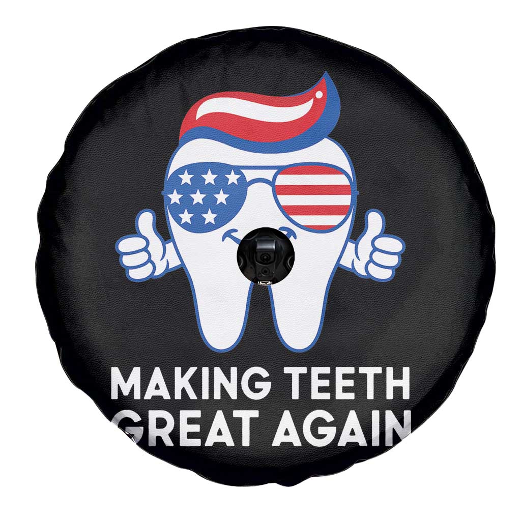 Funny Patriotic Dentist Spare Tire Cover Making Teeth Great Again America Oral Health Toothpaste Hair - Wonder Print Shop