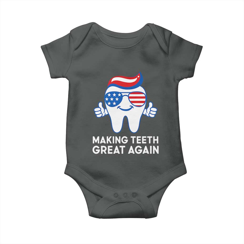 Funny Patriotic Dentist Baby Onesie Making Teeth Great Again America Oral Health Toothpaste Hair - Wonder Print Shop