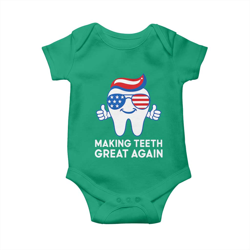 Funny Patriotic Dentist Baby Onesie Making Teeth Great Again America Oral Health Toothpaste Hair - Wonder Print Shop